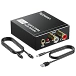 192KHz DAC Converter，Digital SPDIF Toslink to Analog Stereo Audio R/L Converter Adapter with Optical Cable,Power Adapter for PS3 PS4 Xbox HDTV Blu-ray Sky HD Apple TV