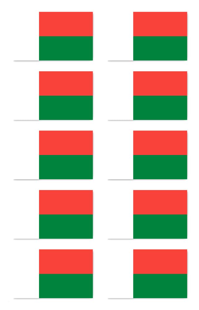 Pegatinas: 50 x 30 mm, 10 unidades – Bandera – Madagascar – MG – para coche, maleta, portátil y más