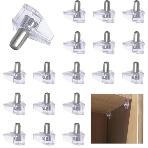 20 Pcs 5mm Clear Plastic Cabinet Shelf Support Pins, Clear Shelf Support Pegs, Shelf Pins Clear Shelf Support Pegs, Shelf Holder Replacement Peg, Shelf Holder Bracket Steel Pins