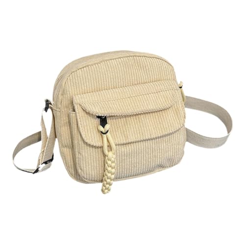 Hailerio Sac fourre-tout en velours côtelé, petit sac besace en velours côtelé, sac de travail à bandoulière pour femme, pour la maison, le dortoir, les voyages, l'hôtel, beige, Refer to description
