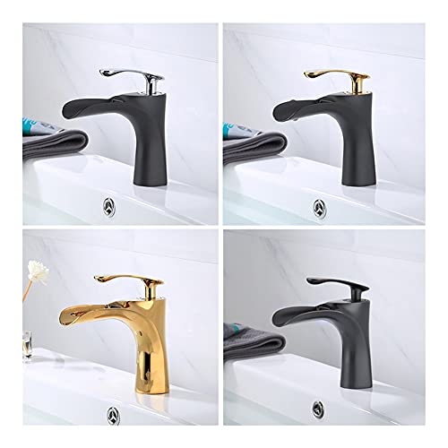 Robinet cascade pour lavabo monotrou avec mitigeur eau chaude froide - 3