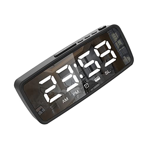 GOOHOCHY Reloj De Espejo Radio Led para Dormitorio Despertador Electrónico Pequeño De como Despertador Silencioso Decorativo