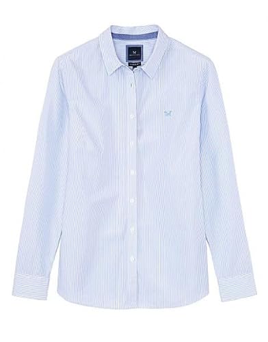 Image of Crew Clothing Women's Striped Classic Shirt Shirt, Multicoloured (Bluwht), 12