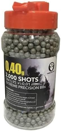 Bote Bolas de precisión Grises para Airsoft no biodegradables - 0,40 Gramos - Paquete de 200 Bolas - Marca Combat Zone