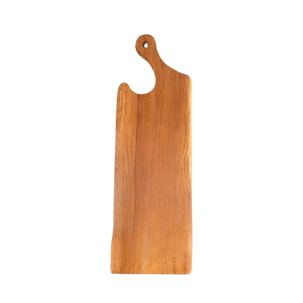Wooden Cheese Serving Pizza Board with Handle-Wood Party Paddle Charcuterie Serve Board-Appetizers Food Platter-Cutting Board-Bread Meat Fruit Display Tray for Kitchen | Pack of 1 (47 x 15 x 2.5 CM)