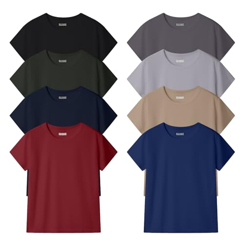 8 Pack Boys T Shirts Kids Mesh Cloth Athletic Quick Dry Short Sleeve Moisture Wicking Tee Shirts Active Tops