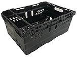 46 Litre BLACK Heavy Duty Stack Nest Bale Arm Plastic Supermarket Storage Box Swing Bar Container Crate! (1)