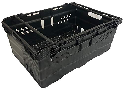 46 Litre BLACK Heavy Duty Stack Nest Bale Arm Plastic Supermarket Storage Box Swing Bar Container Crate! (1)
