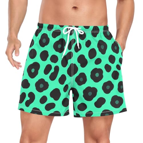 Bañador de hombre secado rápido con estampado leopardo verde de playa