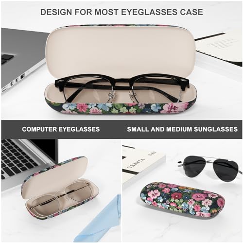 Image of Eyeglasses Case, Portable Hard Shell Protective Case for Glasses, Eyeglass Holder Box for Women with Cleaning Cloth