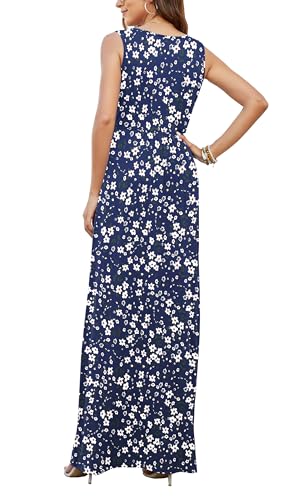Image of AUSELILY Maxi Dresses for Women Summer Casual Sleeveless V Neck Wrap Dress | Sleeveless Long maxi dress with wrap V neck & side pockets, for formal cocktail, beach & casual daily wear