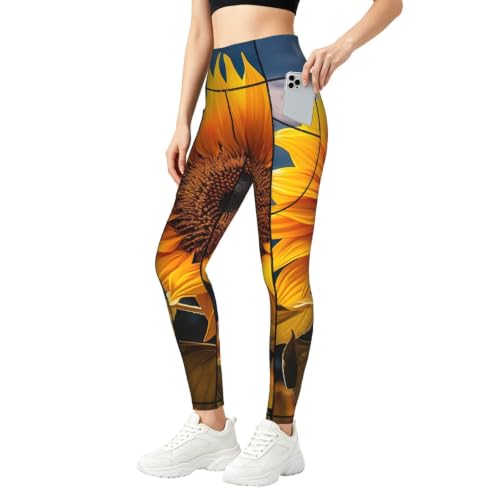 Leggings de girasol cómodos contra la presión abdominal para entrenar sin molestias