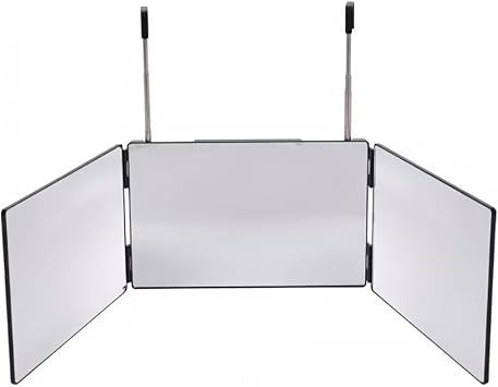 Three-sided Mirror, Self-Cutting Makeup Mirror, Folding Mirror, Wall Mounted, Hanging Type, Convenient Storage, Makeup Mirror, Full Body Mirror, Includes Hooks, 360  Adjustable Angle, Tabletop Aluminum Frame Mirror