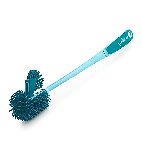 Image of Sparkmate By Crystal Twin Side Silicone Toilet Brush with TPR Bristles | Antibacterial Brush | Aqua Green| Xtralife