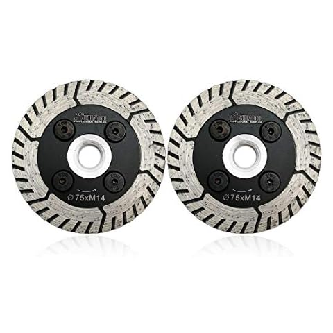 SHDIATOOL Diamond Cutting Grinding Disc 2PK 3 Inch / 75mm Dual Blade Saw Blade for Granite Marble Concrete Cover