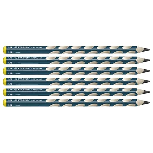 Ergonomischer Dreikant-Bleistift für Linkshänder - STABILO EASYgraph in petrol - 6er Pack - Härtegrad HB