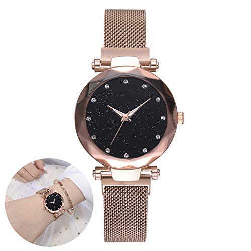 Wudi Montres de en Strass Dames de Quartz magnétique Bracelet étoilé Ciel composé Diamant simulé Bracelets Montres-Or
