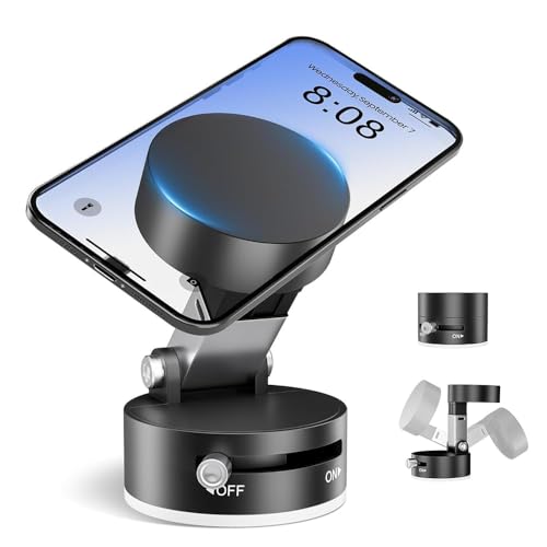 Image of MountPro K5 Magnetic Car Mobile Holder with Suction Cup Base | 360 Adjustable Arm Mount Stand for Dashboard, Windshield & Desk | Universal Smartphone Holder - Black