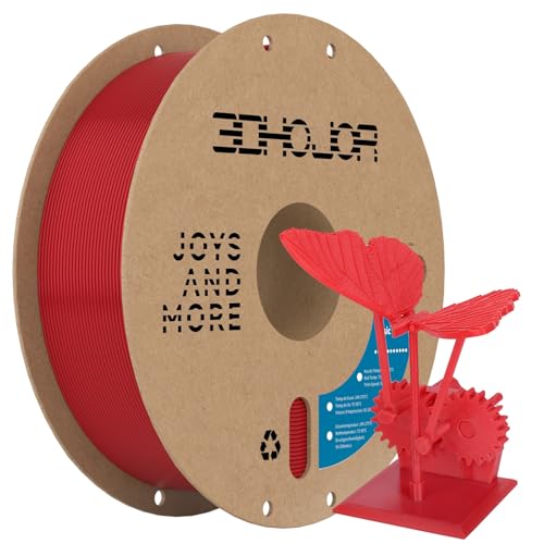 Image of 3DHoJor Update Basic PETG Filament 1.75mm, PETG 3D Printer Filament, 2.2 LBS (1KG) Cardboard Spool, Fit Most FDM 3D Printer, Red