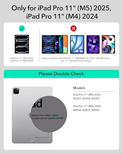ESR iPad Pro 11 Zoll (M5/M4, 2025/2024) Hülle mit Tastatur, Tastaturhülle mit einzustellendem Magnetständer, Hoch-/Erhöhter Modus, abnehmbare Schutzhülle, Rebound 360 Serie, Schwarz 2