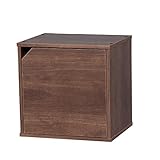 IRIS USA, CQB-35D, Modular Wood Storage Cube Box with Door, Dark Brown, 1 Pack