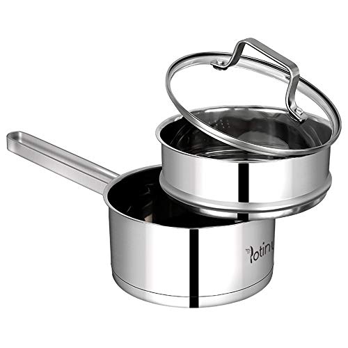Potinv 2-Quart Stainless Steel Steamer Cooker, Saucepan with Cover, Induction Compatible, Dishwasher
