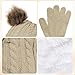 Yolyoo 3 Pack Fashion Winter Beanie Hat Scarf Gloves Set for Kids,Knit Pompom Toddler Hats Neck Warmer Gloves for Girls Boys (Khaki)