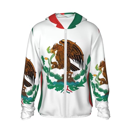 Sun Protection Hoodie for Men Women UPF 50+ Long Sleeve Rash Guard Jacket Flag of Mexico Lightweight Sun Shirt