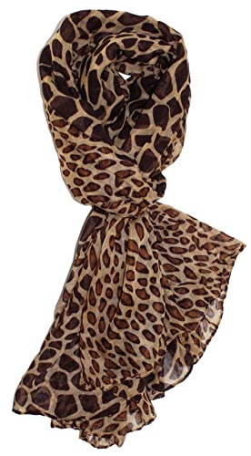 Ted & Jack - Luxurious Classic Leopard Print Fashion Scarf (Brown Leopard Chiffon) #TOP20