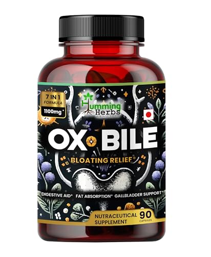 Humming Herbs Ox Bile with Digestive Enzymes & Pre/Probiotics 90 Veg Caps Cholic Acid, Inulin,