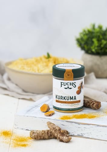 Fuchs Gewürze - Kurkuma gemahlen - für eine gelbe Note in Currys, Nudeln oder Couscous - natürliche Zutaten - 70 g in wiederverwendbarer, recyclebarer Dose