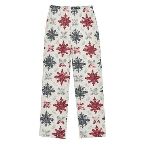 Christmas Pajama Pants Snowflakes Flowers Pattern Long Sleep Pants Lounge Bottoms