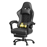 JUMMICO Sedia da gaming, da scrivania con funzione massaggiante, ergonomica, con poggiapie...