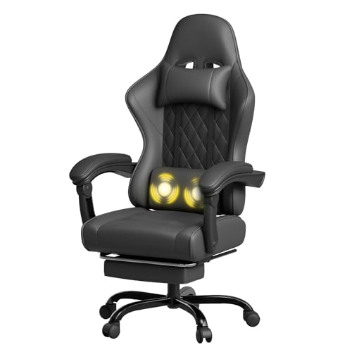 JUMMICO Sedia da gaming, da scrivania con funzione massaggiante, ergonomica,
