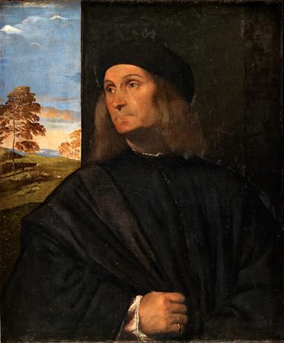 Cuadro al óleo de Tiziano: Retrato de un hombre veneciano para salón, 60x90cm