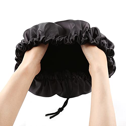 Image of Stain Bonnet Silk Sleep Cap Adjustable Satin Cap for Night Sleeping Hair Bonnet Reversible Double Layer