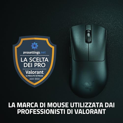DeathAdder V3 Pro - Mouse leggero per E-Sport Ergonomico Wireless (Design Leggero da 63 grammi, Sensore Ottico Focus Pro 30K, Interruttori del Mouse Gen-3, Wireless HyperSpeed) Nero - Mouse gaming - Immagine 1