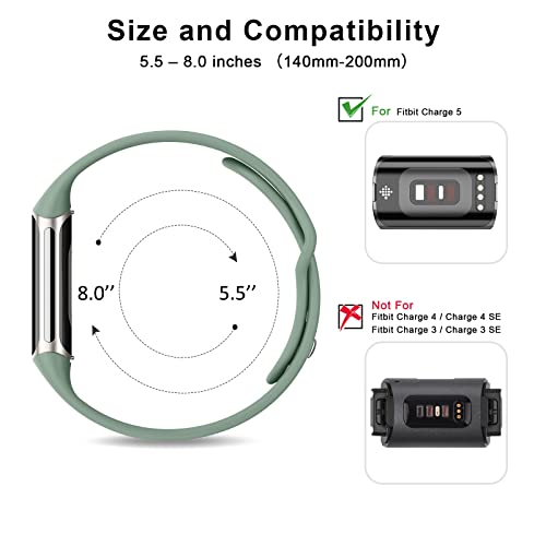 Image of Tobfit Silicone Strap for Fitbit Charge 6 / Fitbit Charge 5 Fitness Tracker, Soft Adjustable Replacement Band with Hidden Buckle, Sport Wristband for Men Women