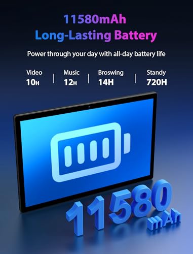 WOREGOO 14 Pulgadas Android 14 Tablet, 5G WiFi y 4G LTE Touch, 36GB RAM + 256GB ROM (1TB TF), Octa-Core/Pantalla 2000 * 1200HD 2K/BT5.0/13MP + 8MP/11580mAh/GPS con Funda y Stylus, Negro - imagen 7