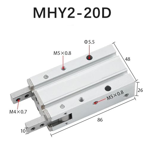 Vérin pneumatique MHY2-25D avec double effet et grand angle de fermeture 180° - 2