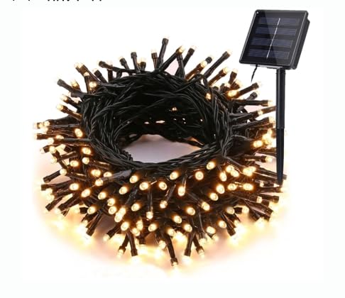 Electight 33ft Solar String Lights Outdoor Garden, LED Solar Powered Fairy Lights, 8 Modes and IP65 Waterproof Decorative Lights for Tree, Patio, Home, Wedding, Party, Christmas (Warm White)