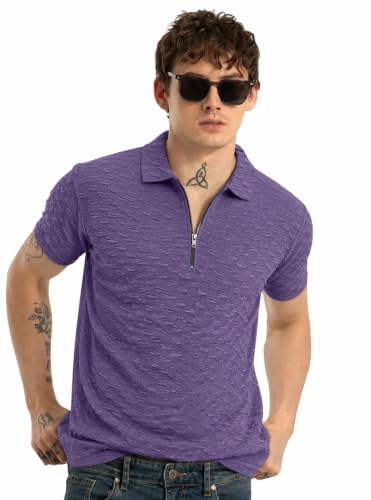 Image of Preneum Men's Solid Polycotton T-Shirt | Collared Neck | Half Sleeve | Regular Fit | Everyday Casual Wear (Available in Plus Sizes)