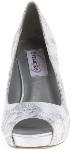 Dyeables Women's Winter Platform Pump,White Satin Lace,7 B US | Image 1