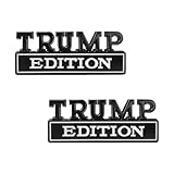 SHMZK 2 PCS Trump Edition Car Emblem, 3D Metal Trump Badge Sticker Auto Fender Bumper Decal, Strong Adhesive Sticker Cool Badge Decoration for Car Side Rear Front Hood Trunk (Black & White)