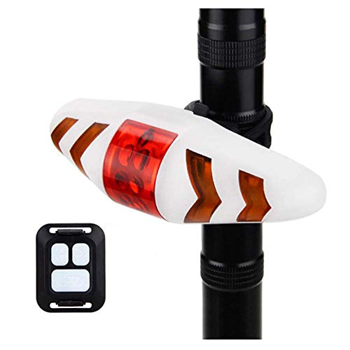 IPX2 Impermeable Control Remoto Inalámbrico Luz Rrasera para Bicicleta Luz Trasera para Bicicleta Luces Direccionales Luces Intermitentes Direccionales para Safty Night Day Riding (Blanco)