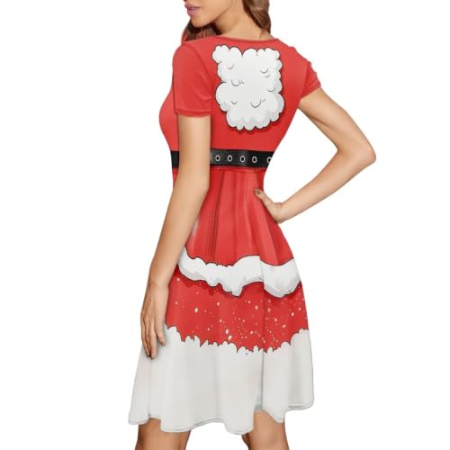 Image of AFPANQZ Womens Casual Summer Lightweight Vintage Dress Short Sleeve Midi Dress Knee-Long Luxury Formal Dress