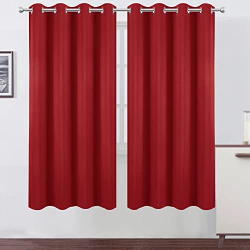 Image of LEMOMO Red Blackout Curtains /52 x 72 Inch /Set of 2 Panels Room Darkening Curtains for Bedroom