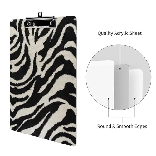 Porte-bloc A4 motif zébré avec clip en métal pour bureau - 3