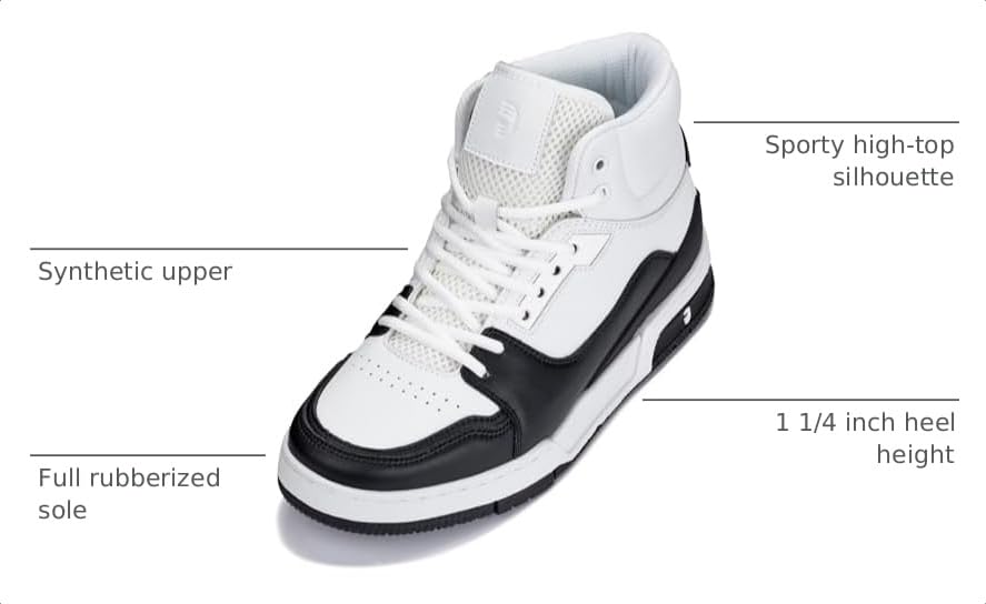 Image of CALTO Men's Invisible Height Increasing Elevator Shoes - Lace-up Sporty High Top Sneakers - 3 Inches Taller