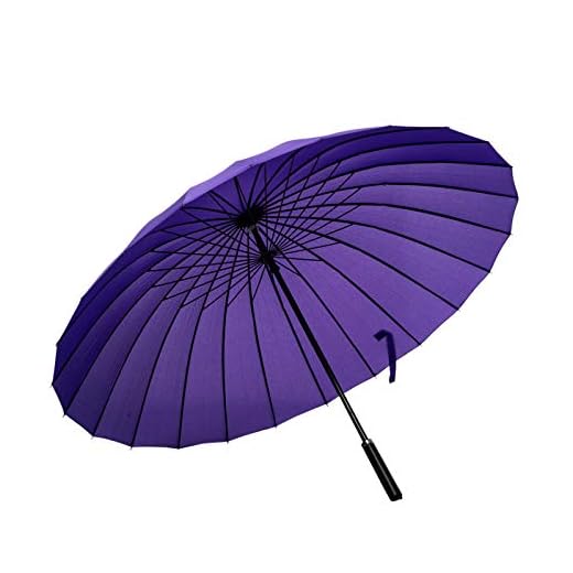 ThreeH Voyage Parapluie Golf Doublé Canne Ouverture Automatique Anti Vent Parapluie Grande Taille KS07,Purple